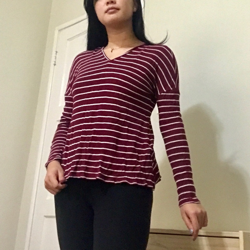 SUPER SOFT Red Striped Hooded Top